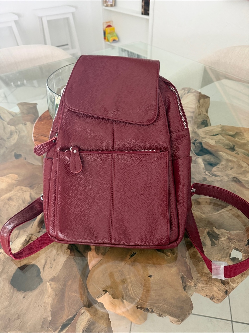 Burgundy Leather Backpack